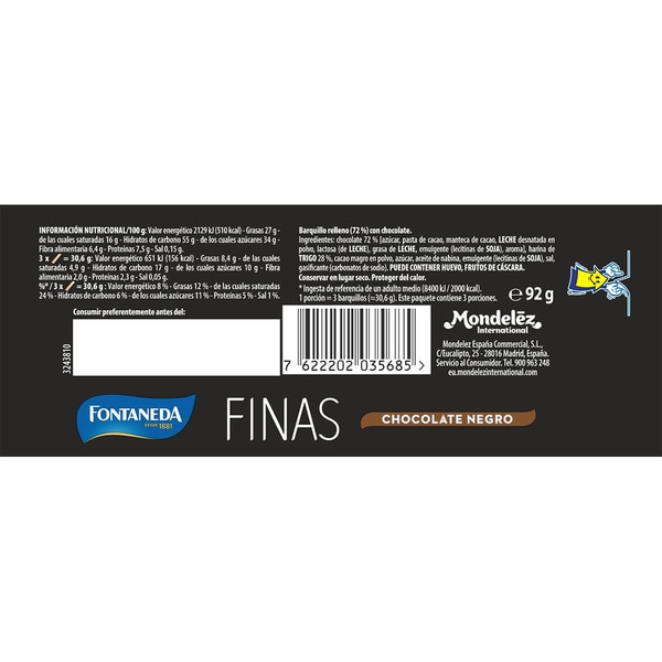 Fine wafer biscuits with dark chocolate packet 92 g