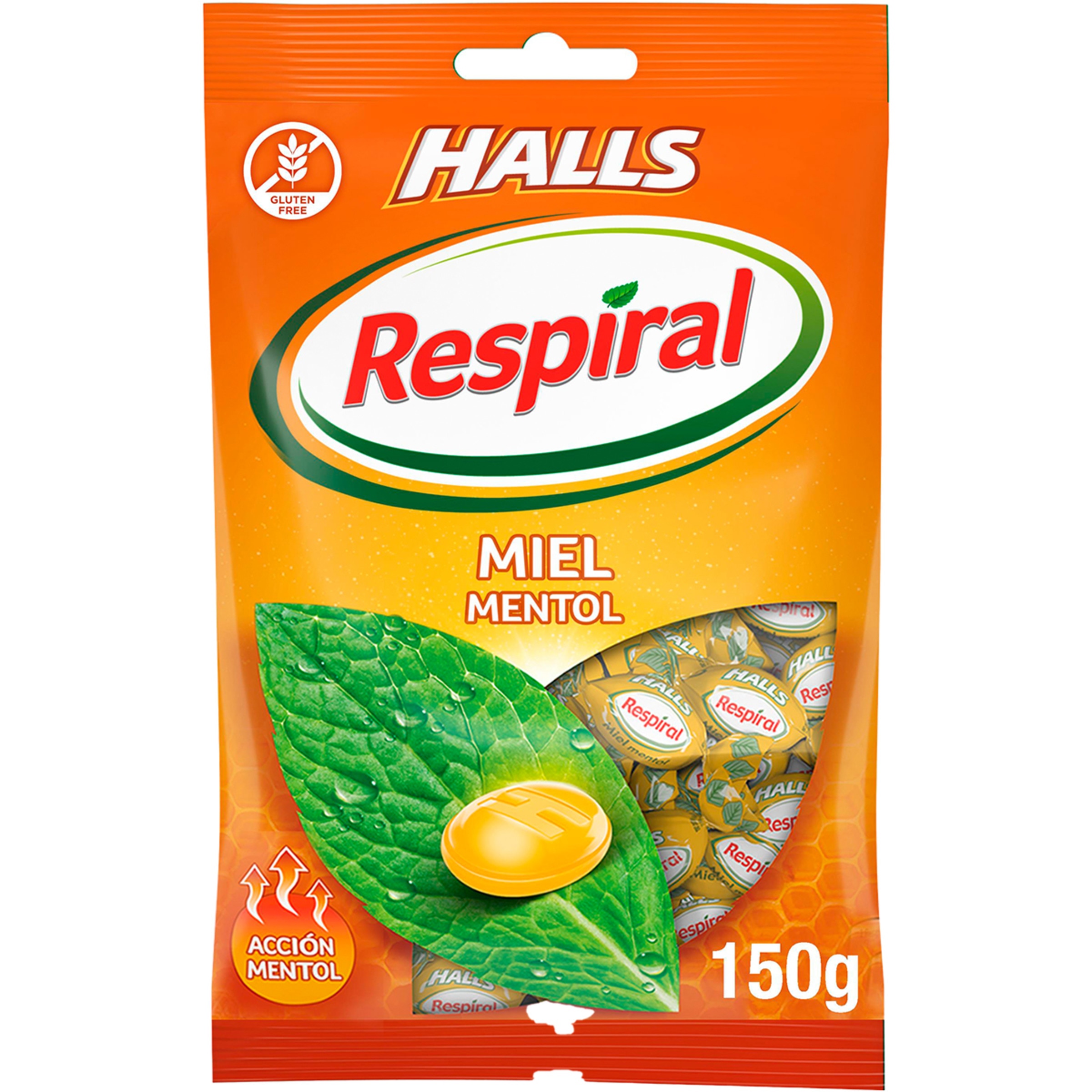 Respiral caramelos duros de miel y mentol sin gluten bolsa 150 g
