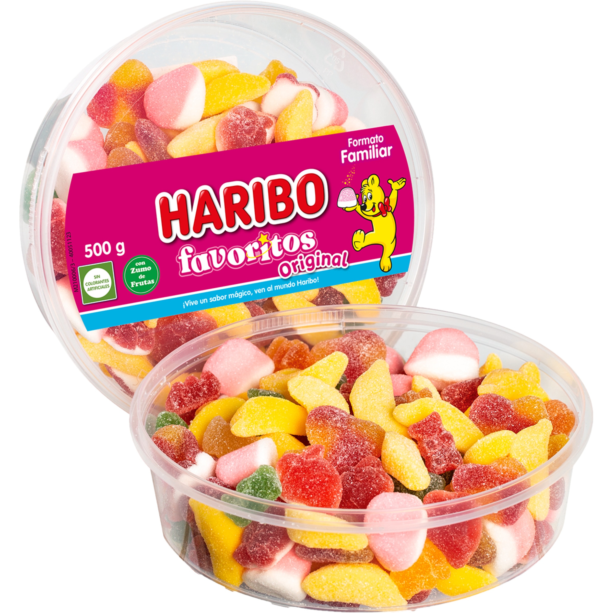 caramelos de goma surtidos con frutas recubiertos de azúcar en formato familiar tarrina 500 g