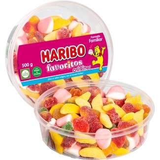 caramelos de goma surtidos con frutas recubiertos de azúcar en formato familiar tarrina 500 g - Haribo