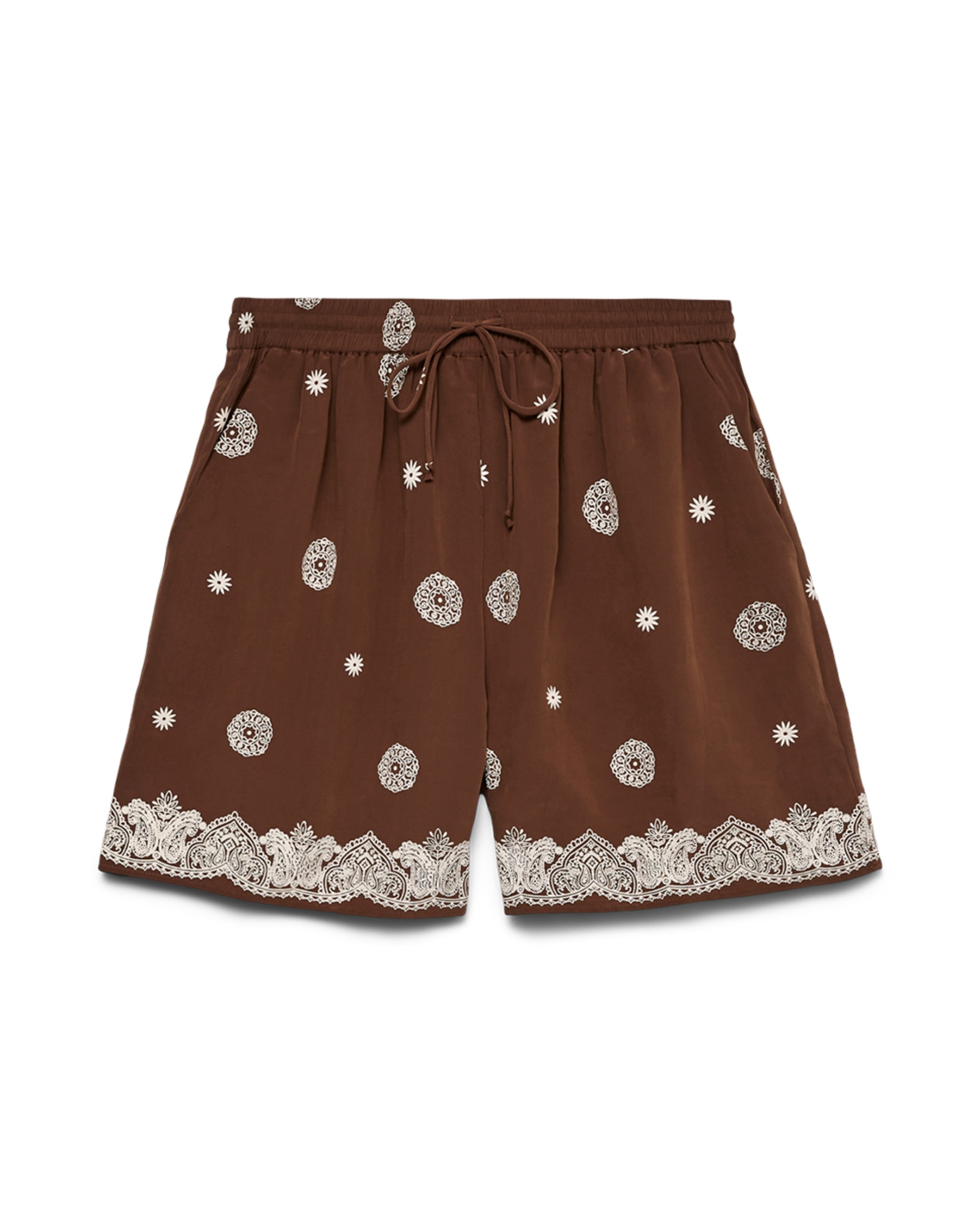 Calções Estampados com Cintura Elástica Castanho-5