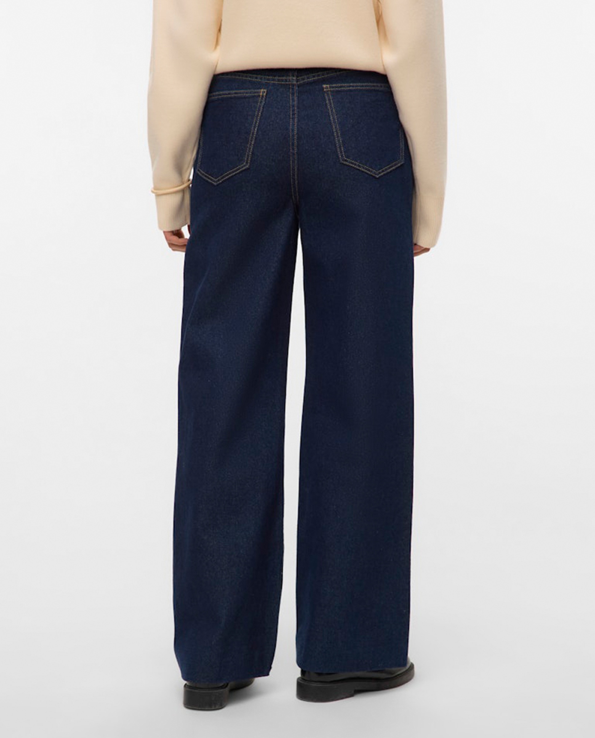 Jeans à Boca de Sino com Detalhe de Corrente Azul-marinho-3