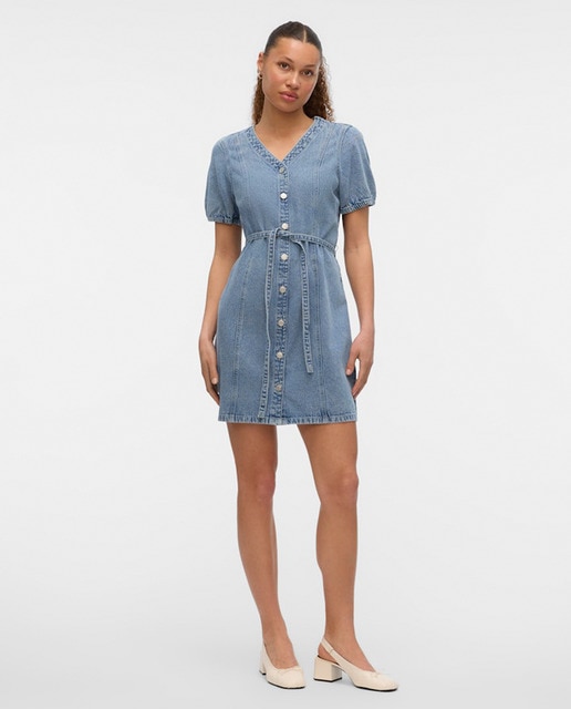 Imagem 0 de Vestido de Ganga com Manga Curta