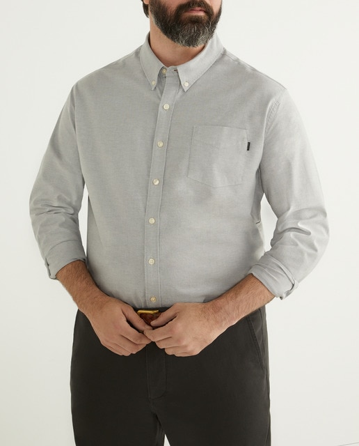 Imagen 0 de Camisa oxford de hombre regular lisa gris tallas grandes