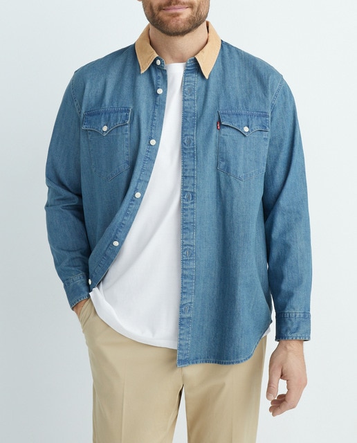 Imagen 0 de Camisa vaquera de hombre de manga larga, tallas grandes