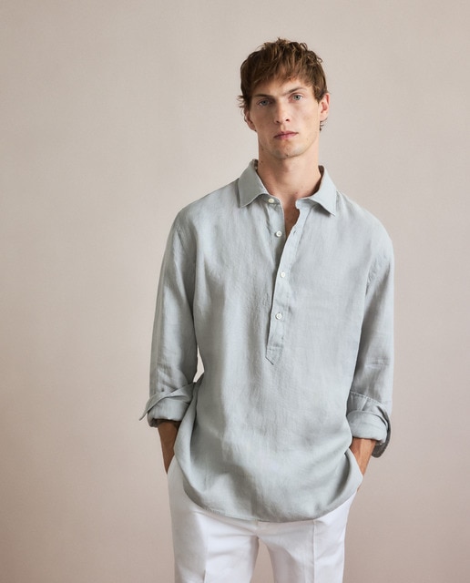 Imagem 0 de Camisa Tipo Polo com Gola Desportiva 100% Linho