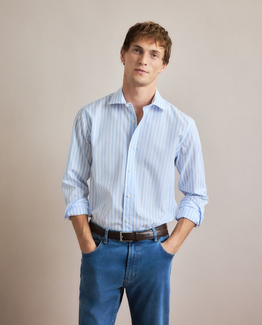 Imagen 0 de Camisa sport non iron fantasía rayas de hombre