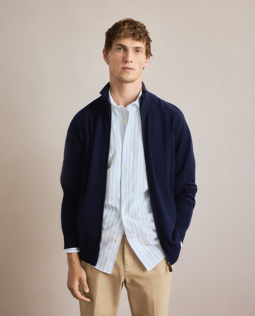 Imagen 0 de Cardigan de hombre de c/semicisne cremallera liso algodón merino