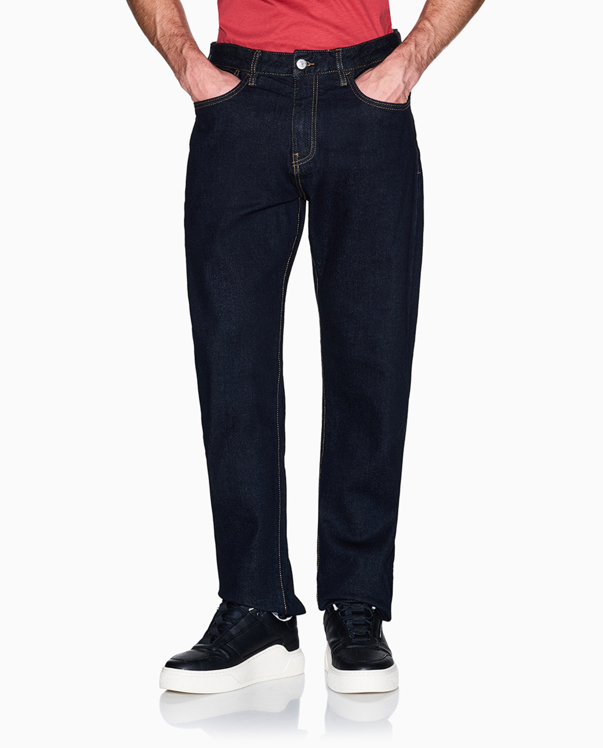 Jeans J13 Regular Fit com Lavagem - Azul-Escuro Azul-índigo-2