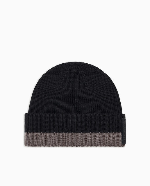 Imagem 0 de Gorro de Malha em Mistura de Lã e Dobra em Contraste