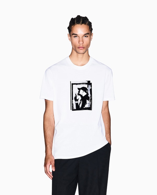 Imagem 0 de T-shirt de Manga Curta com Estampado em Contraste