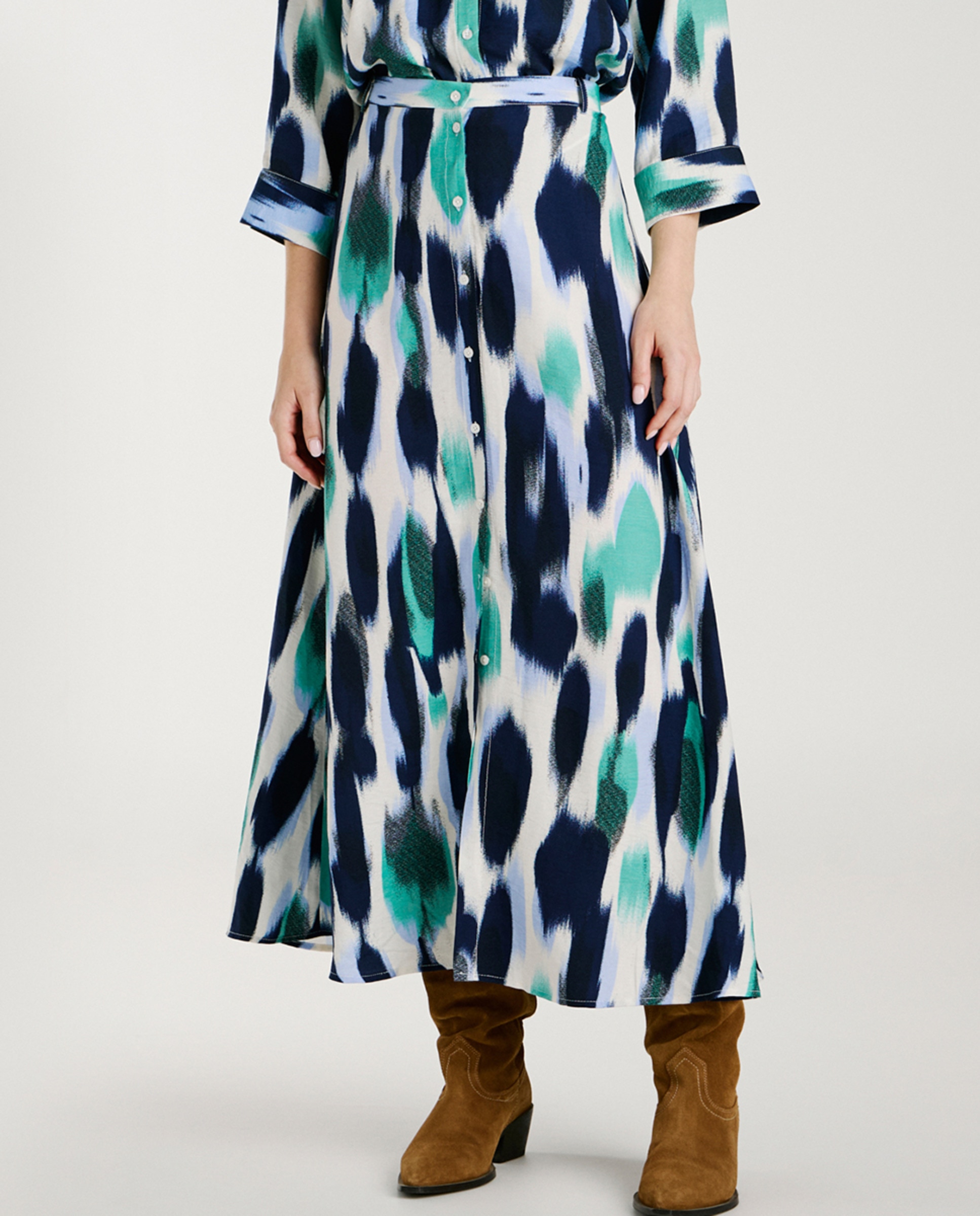 Saia Midi com Design Fluido Azul-marinho-2