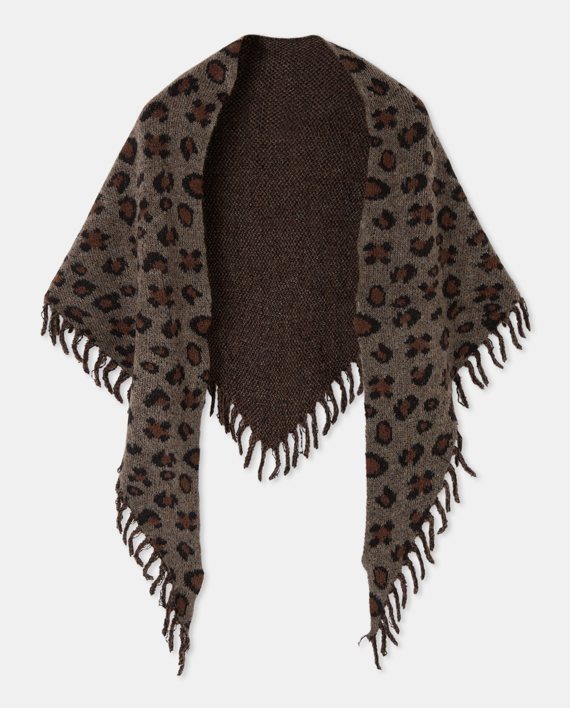 Estola em Bico com Animal Print de Leopardo Castanho-1
