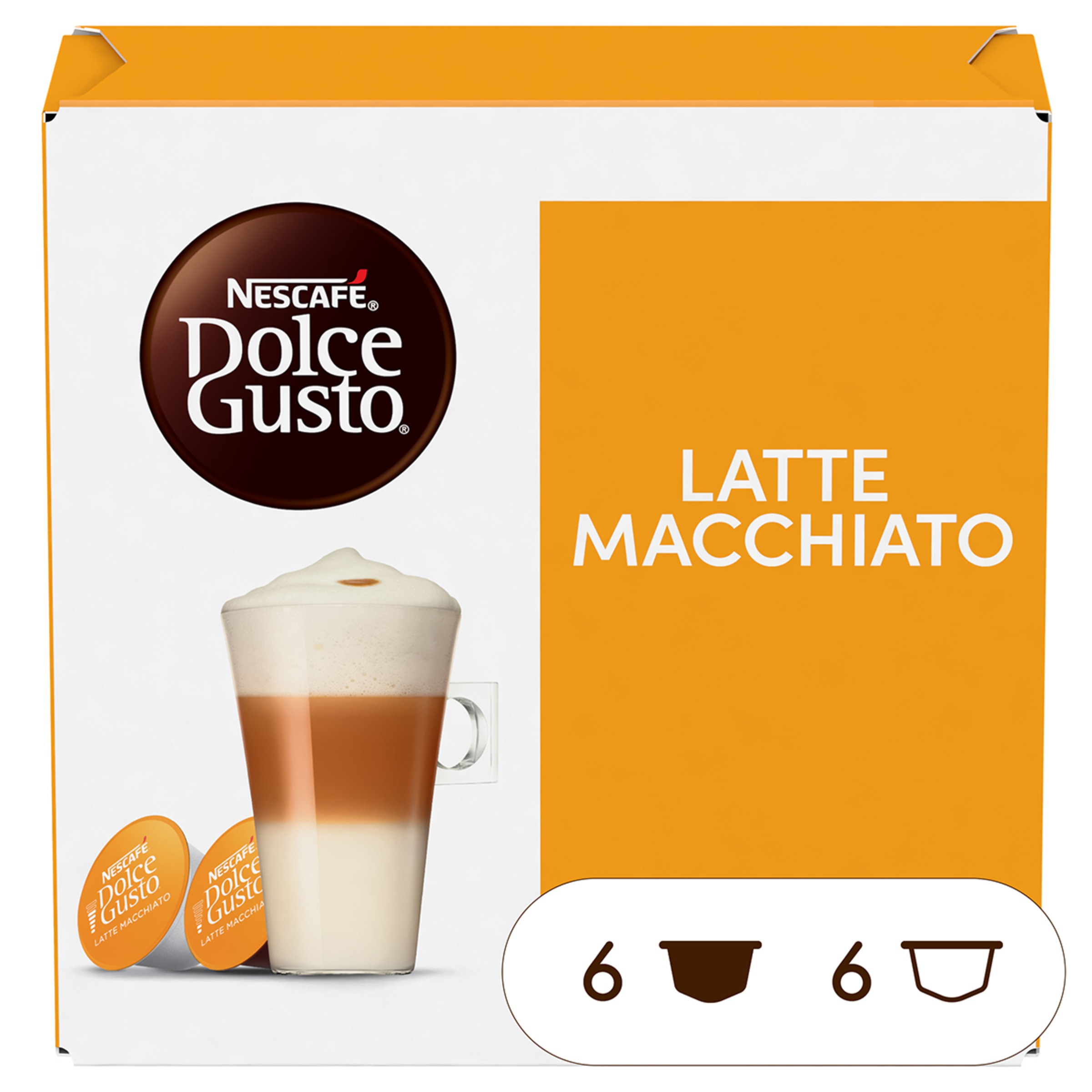 café Latte Macchiato selección arábica de Brasil y Colombia estuche 8 capsulas de café + 8 cápsulas de leche
