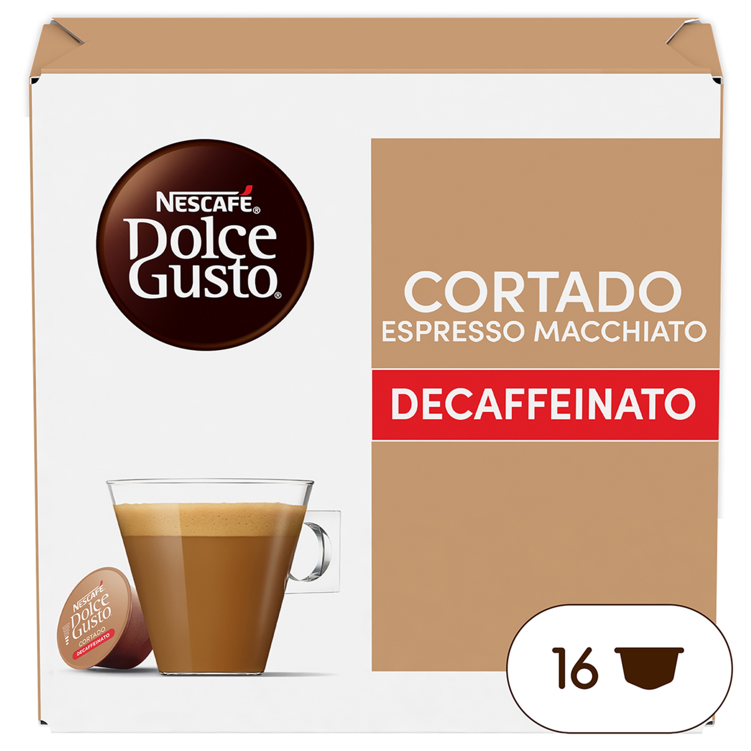 café Cortado Espresso Macchiato Decaffeinato Selección robusta estuche 16 capsulas