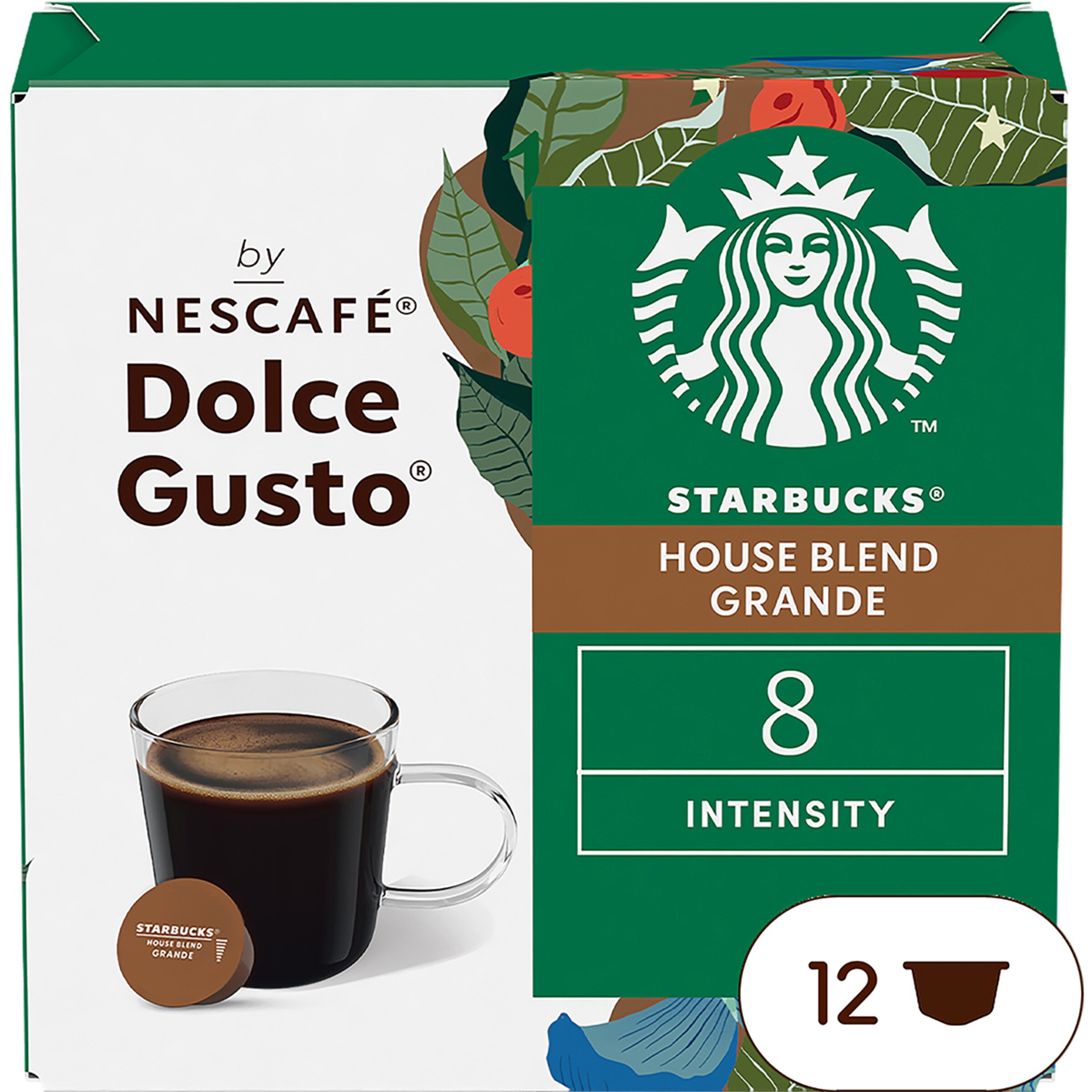 café 100% arábica intensidad 8 House Blend Grande estuche 12 capsulas compatibles con cafeteras Dolce Gusto