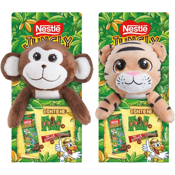 1x chocolate bar + 1x extra fine chocolate bar and 4 chocolate sweets 155 g with assorted soft toy according to stock
