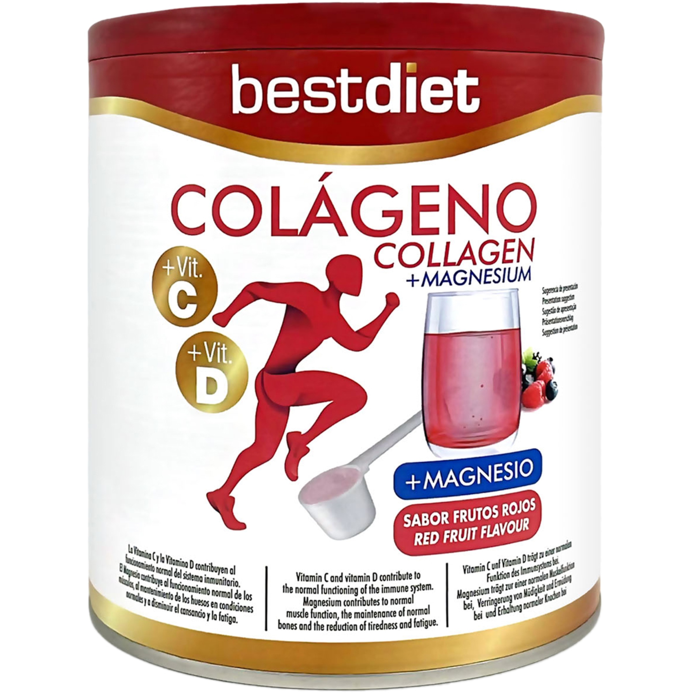 colágeno con magnesio en polvo sabor frutos rojos lata 250 g