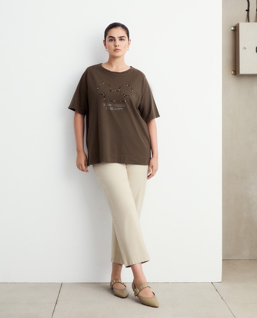 Imagen 0 de Camiseta de manga corta estampada de mujer