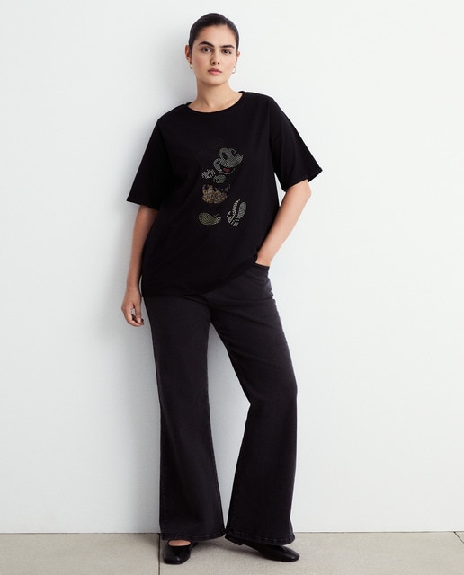 Imagen 0 de Camiseta de manga corta estampada de mujer