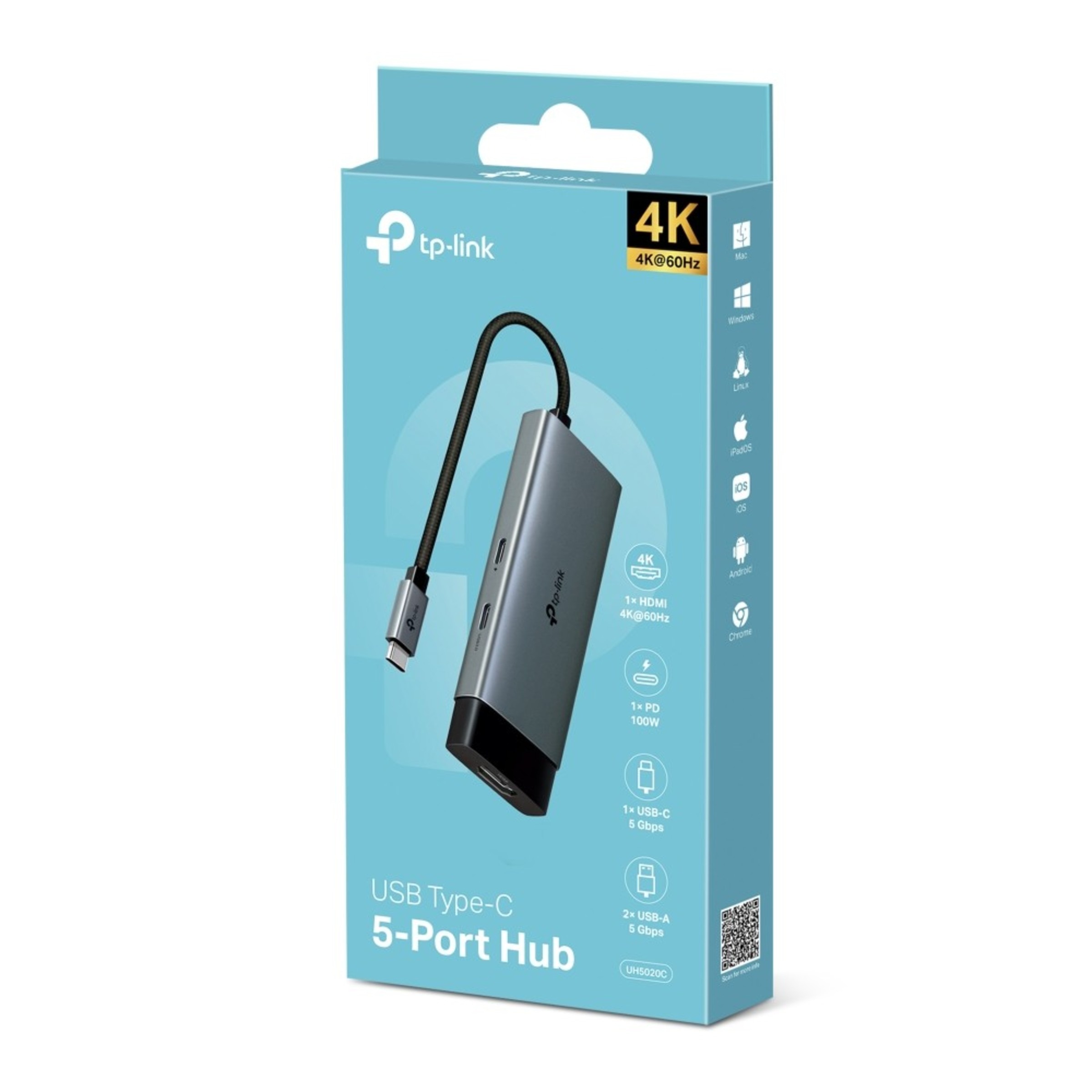 USB TP-LINK Type-C 5 Port Hub 5 em 1 4