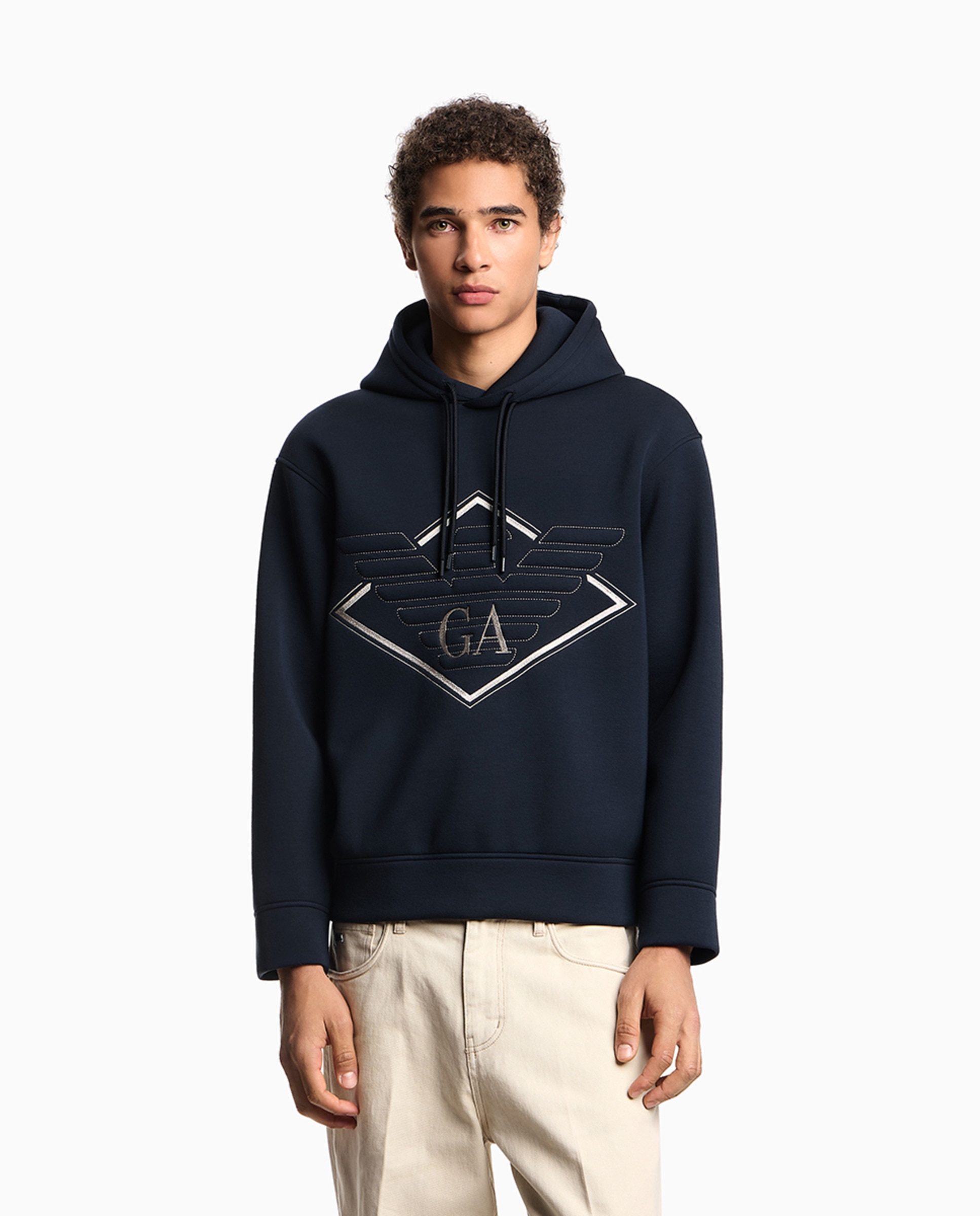 Sweatshirt com Capuz e Maxi Logótipo Azul-marinho-1