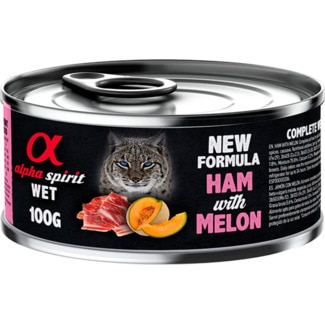Alimentação Húmida para Gato Fiambre e Melão lata 100 g - Alpha Spirit