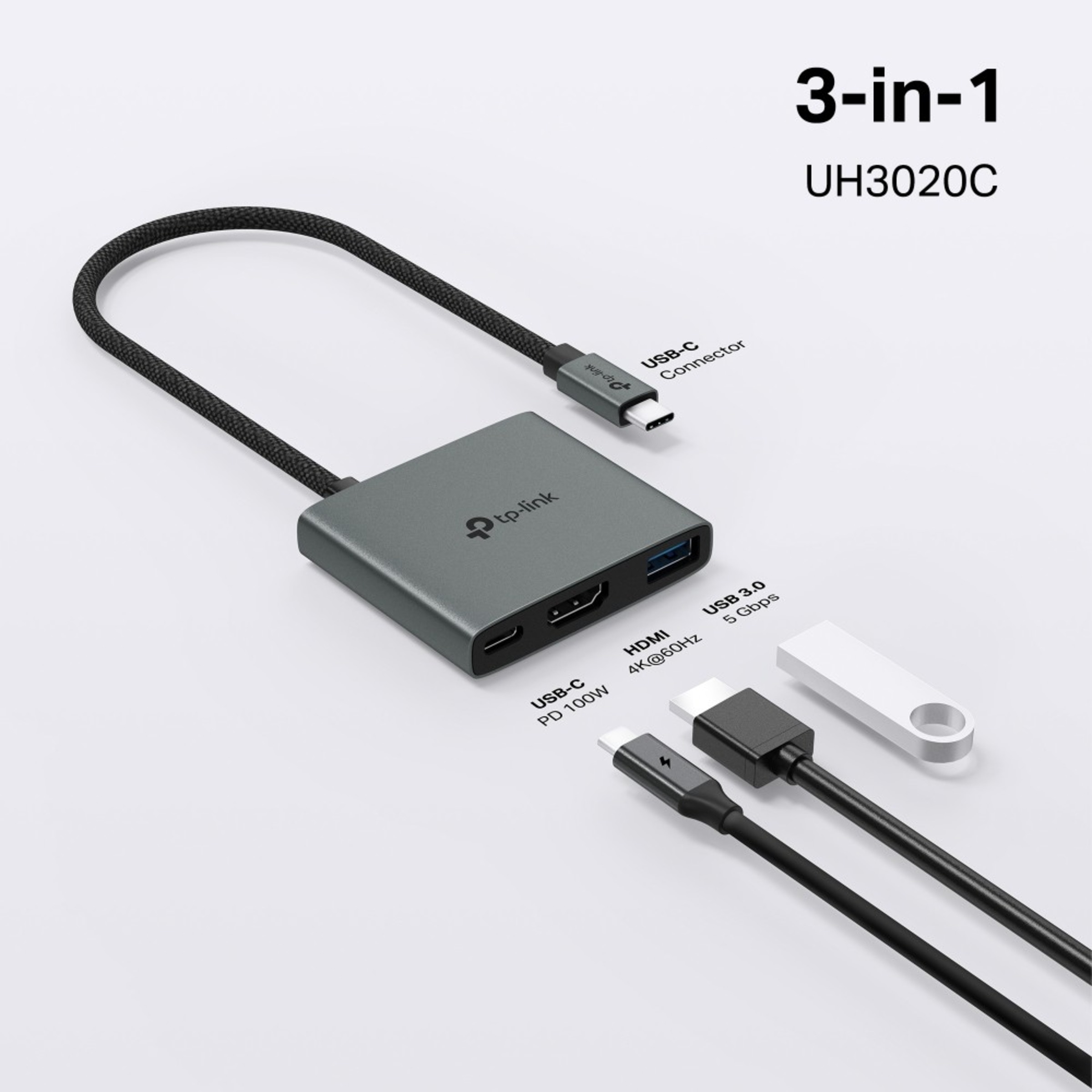 USB TP-LINK Type-C 3 Port Hub 3 em 1 3