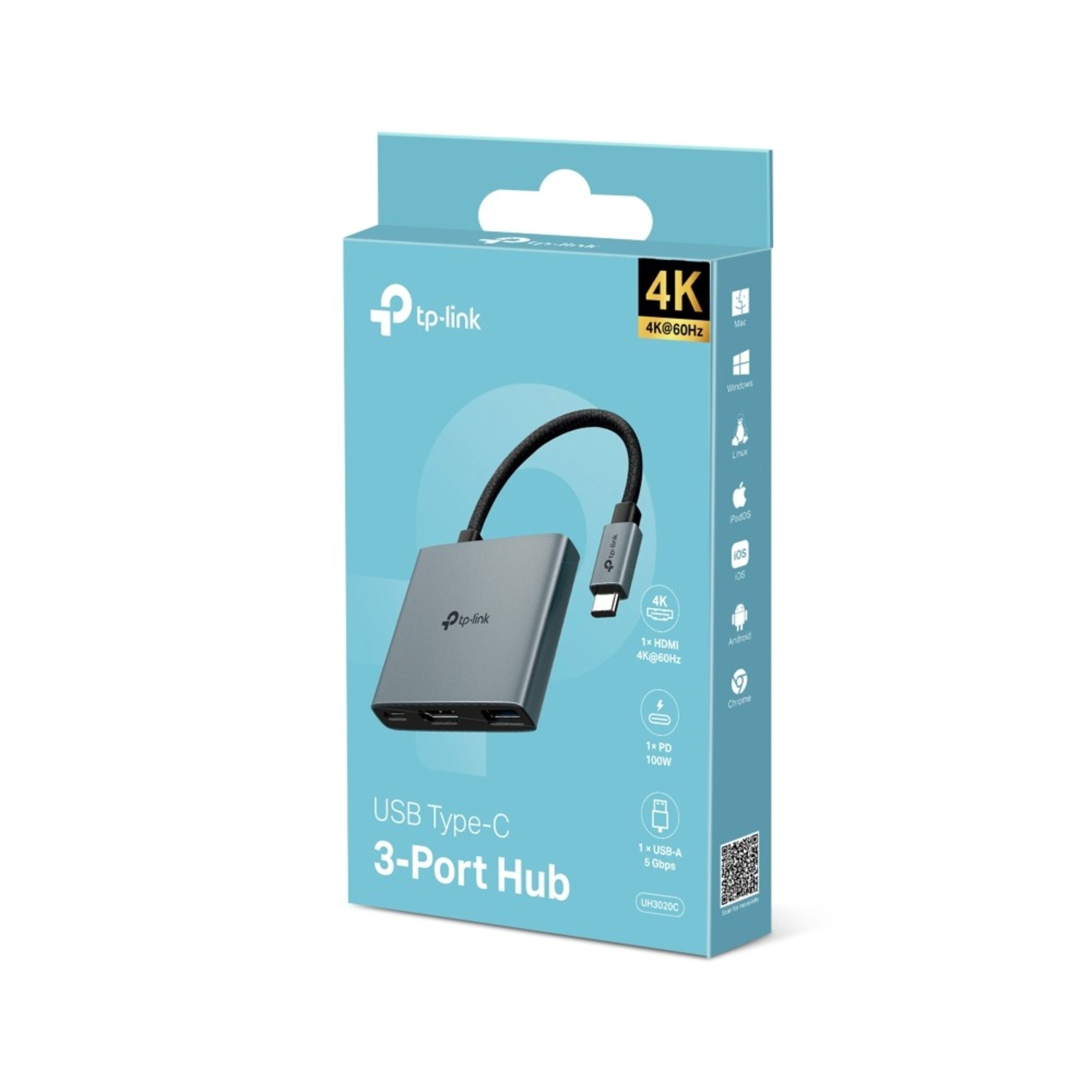 USB TP-LINK Type-C 3 Port Hub 3 em 1 4
