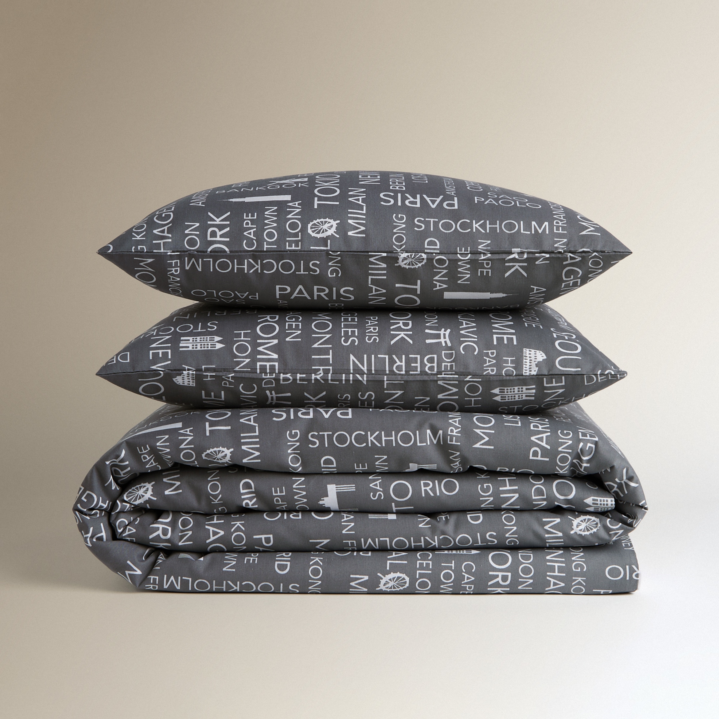 Juego de funda nórdica City Gris-7