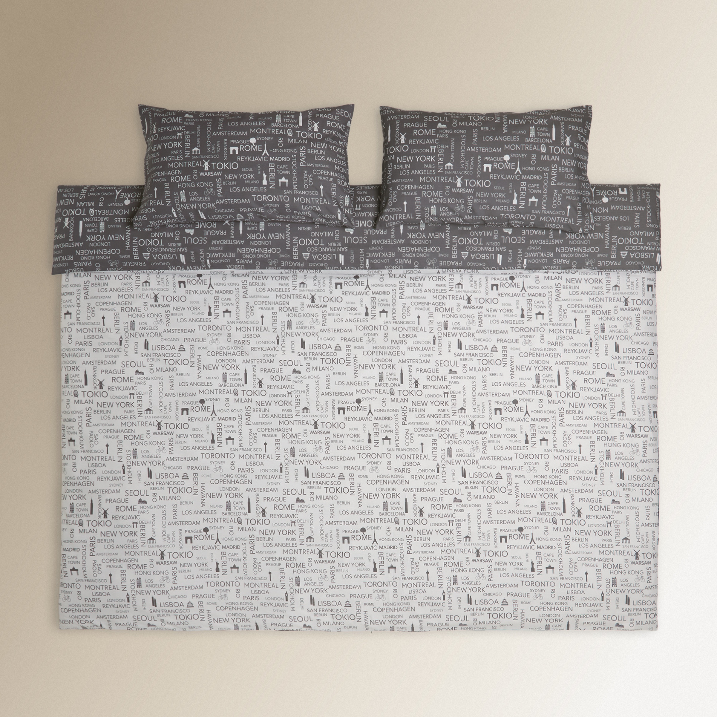 Juego de funda nórdica City Gris-3