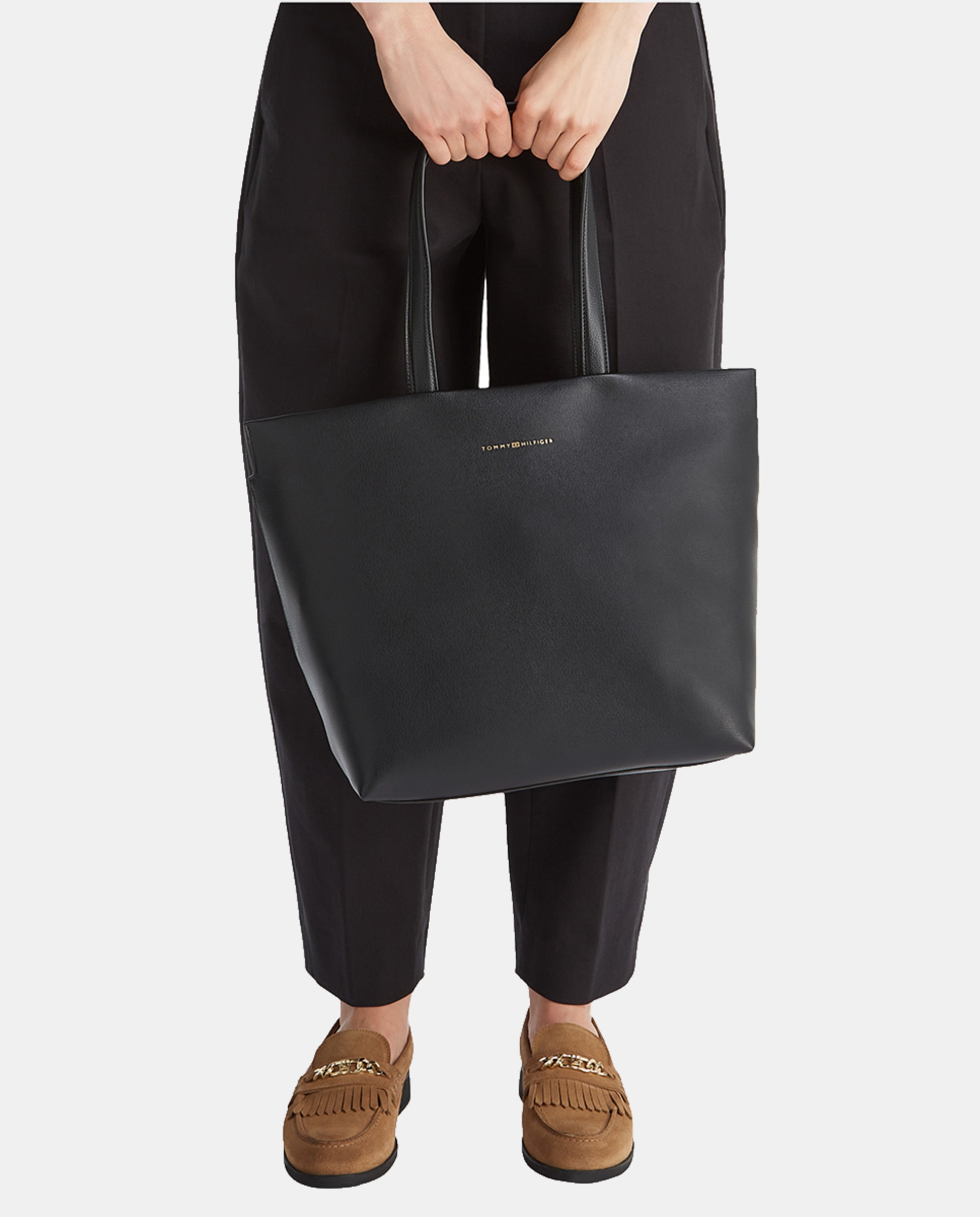Mala Tipo Tote com Assinatura - Preto Preto-4