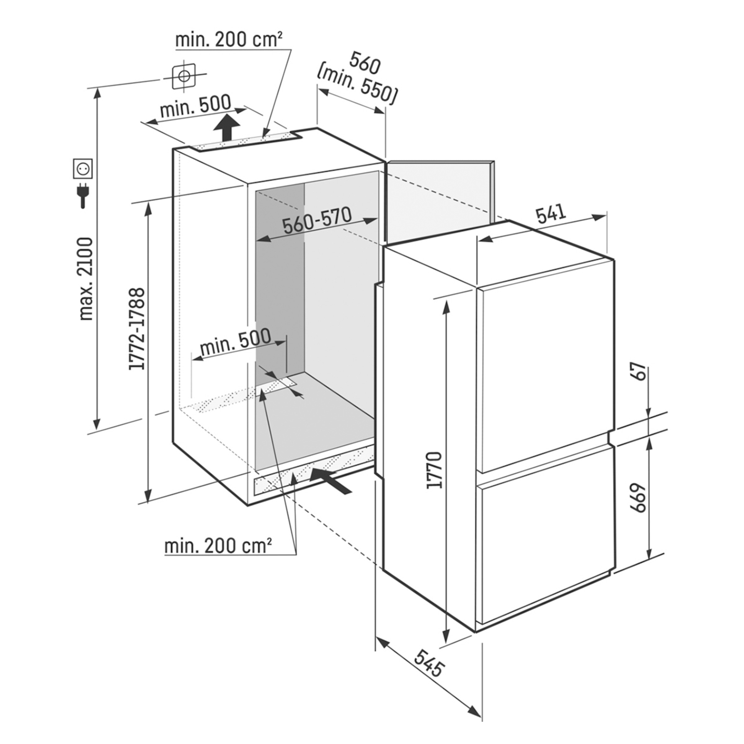 Frigorífico Combinado Encastrável Liebherr ICNSe 5103 EasyFresh, NoFrost e de 178,8 cm - Branco 2