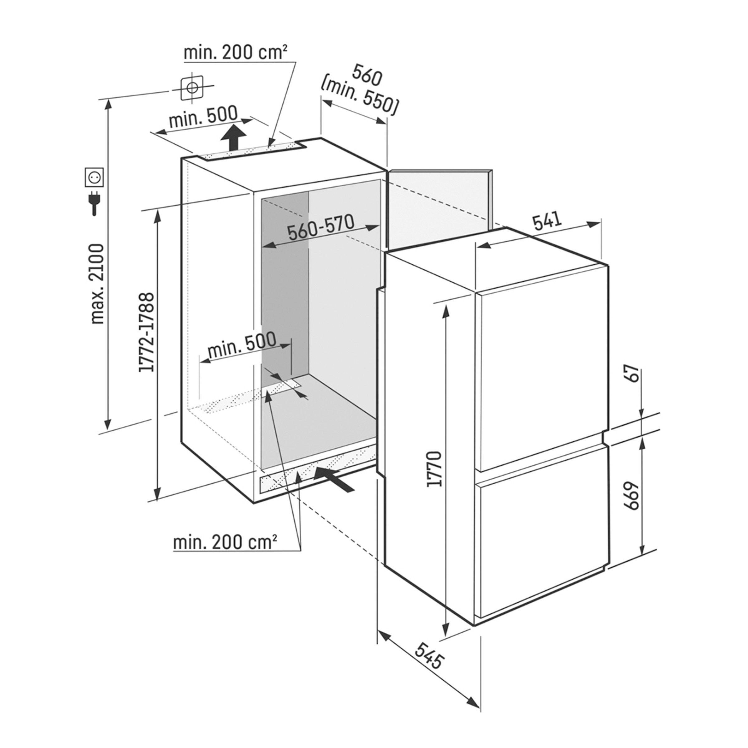 Frigorífico Combinado Encastrável Liebherr ICSe 5103 Pure EasyFresh e SmartFrost e de 177,2 cm - Branco Branco-2