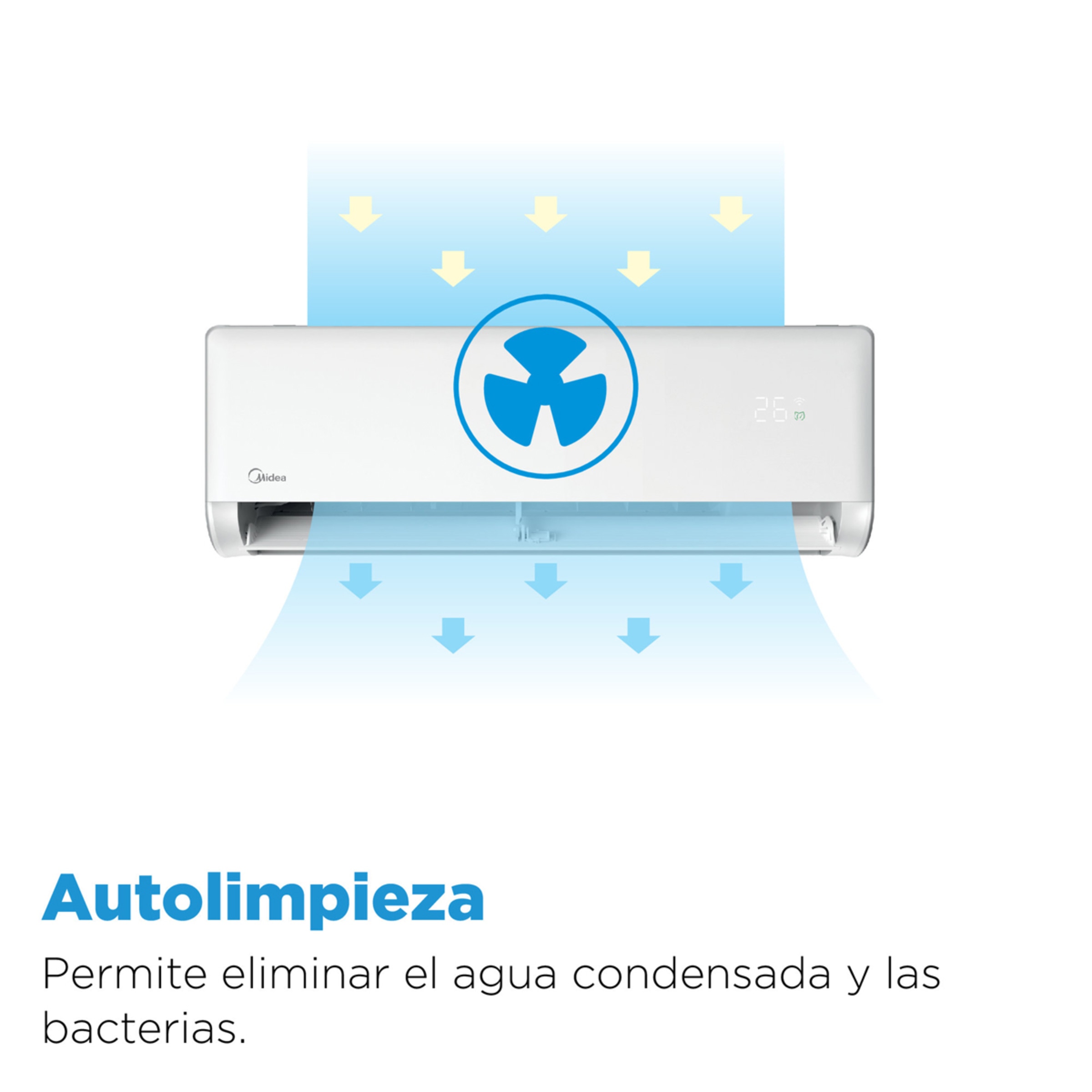 Aire acondicionado Split 1x1 Midea Inverter 2.270 Frig/h y 2.520 Kcal/h - LITE 26(09)N8-2 Blanco-16