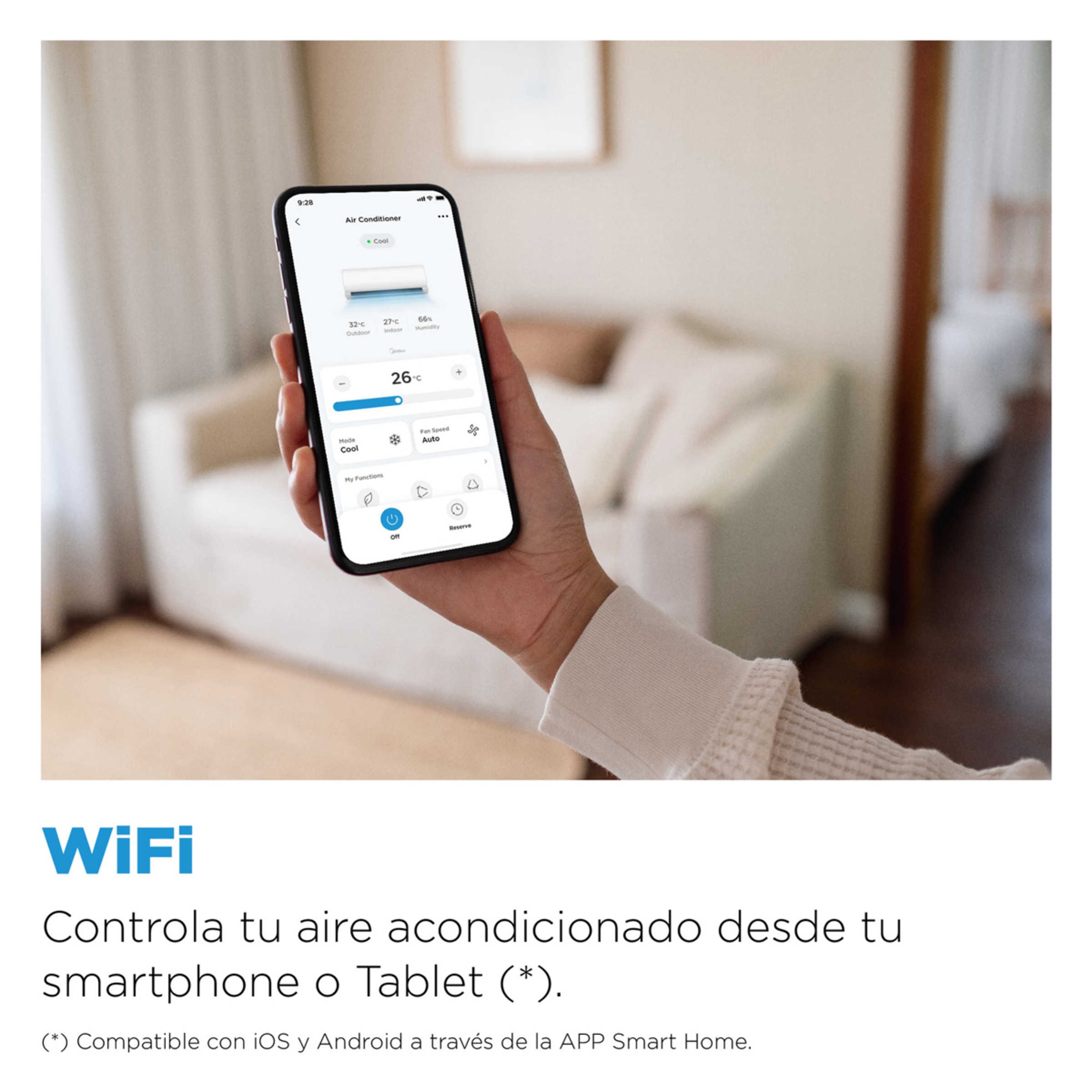 Aire acondicionado Split 1x1 Midea Inverter 2.270 Frig/h y 2.520 Kcal/h - LITE 26(09)N8-2 Blanco-9