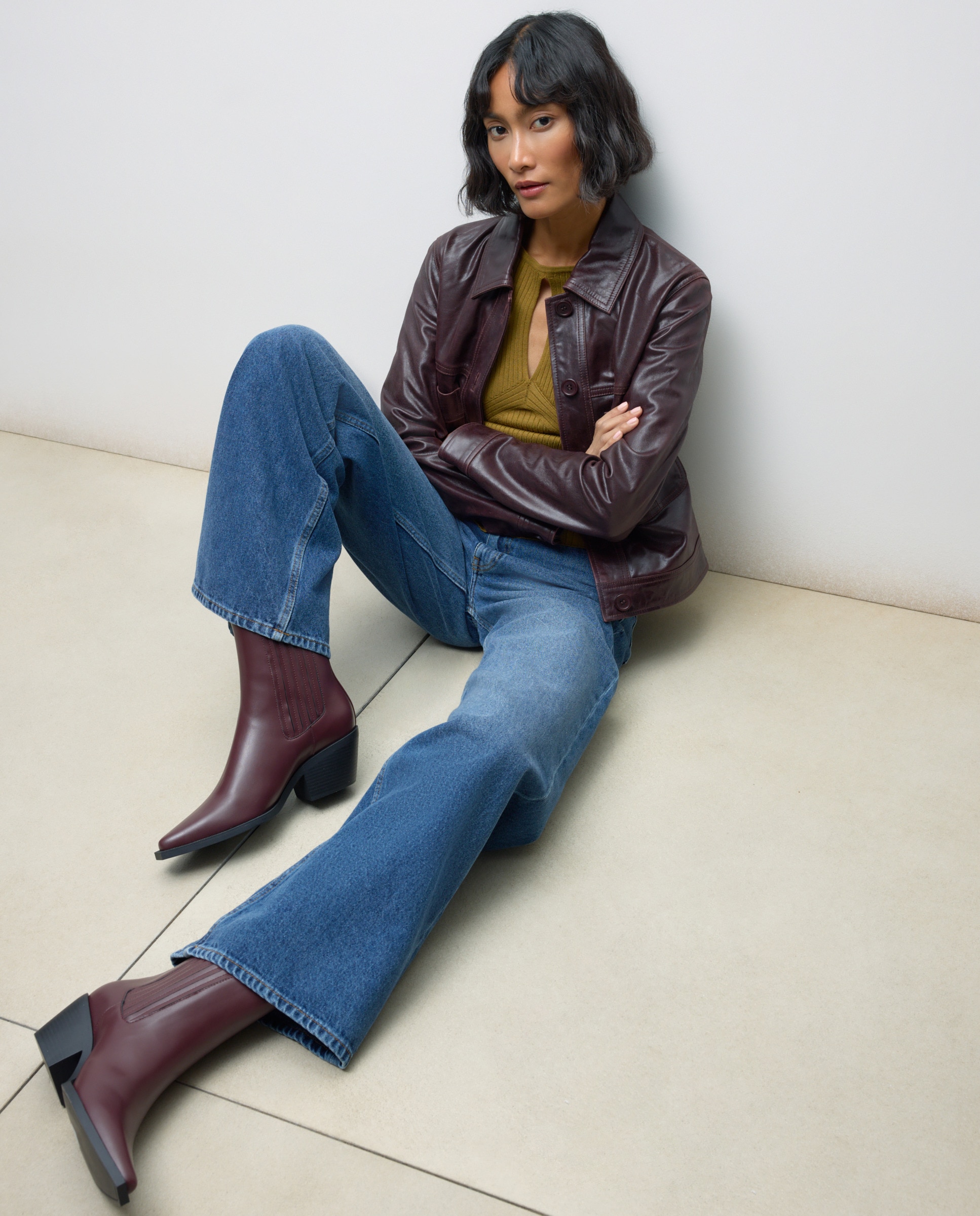 Botins Chelsea com Salto Bordeaux-5