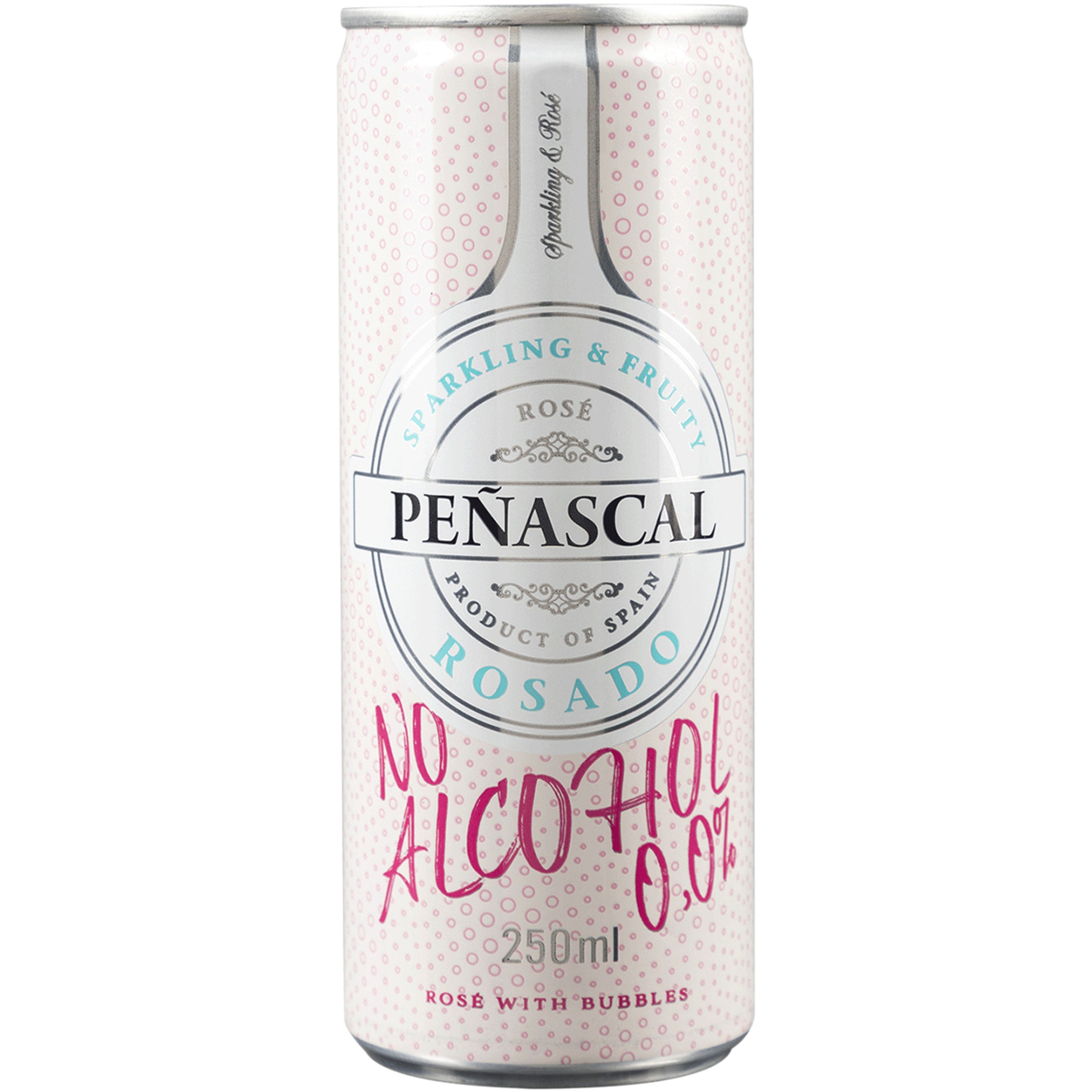 vino rosado de aguja natural sin alcohol lata 25 cl