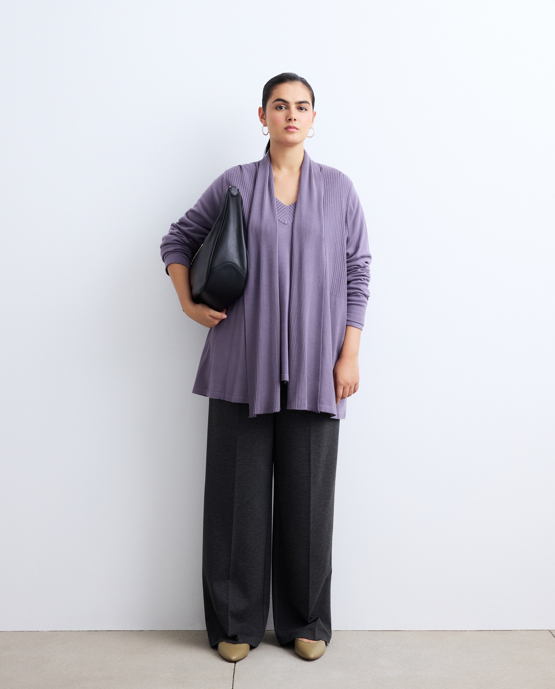 Cardigan Liso de Viscose Roxo-2