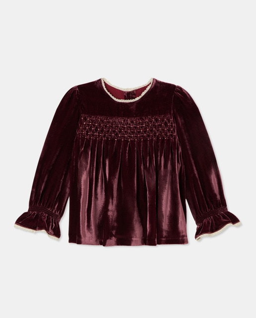 Imagem 0 de Blusa Smock Lisa com Mão em Veludo