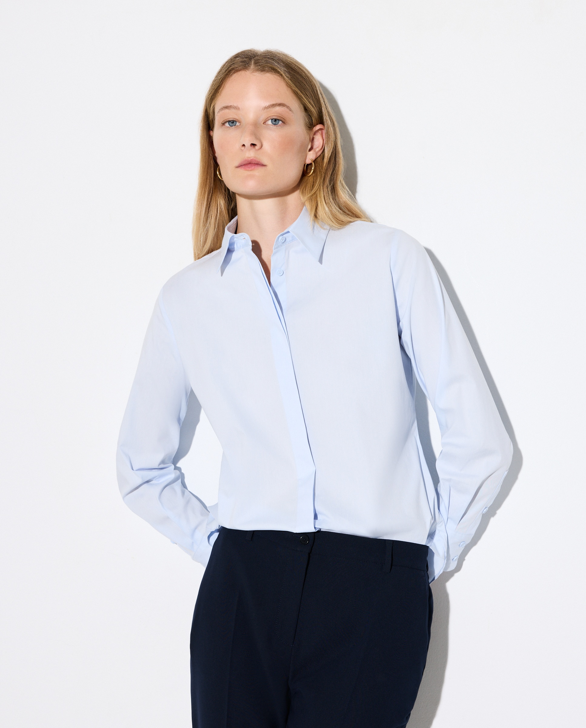 Camisa de popelina Azul-claro-2