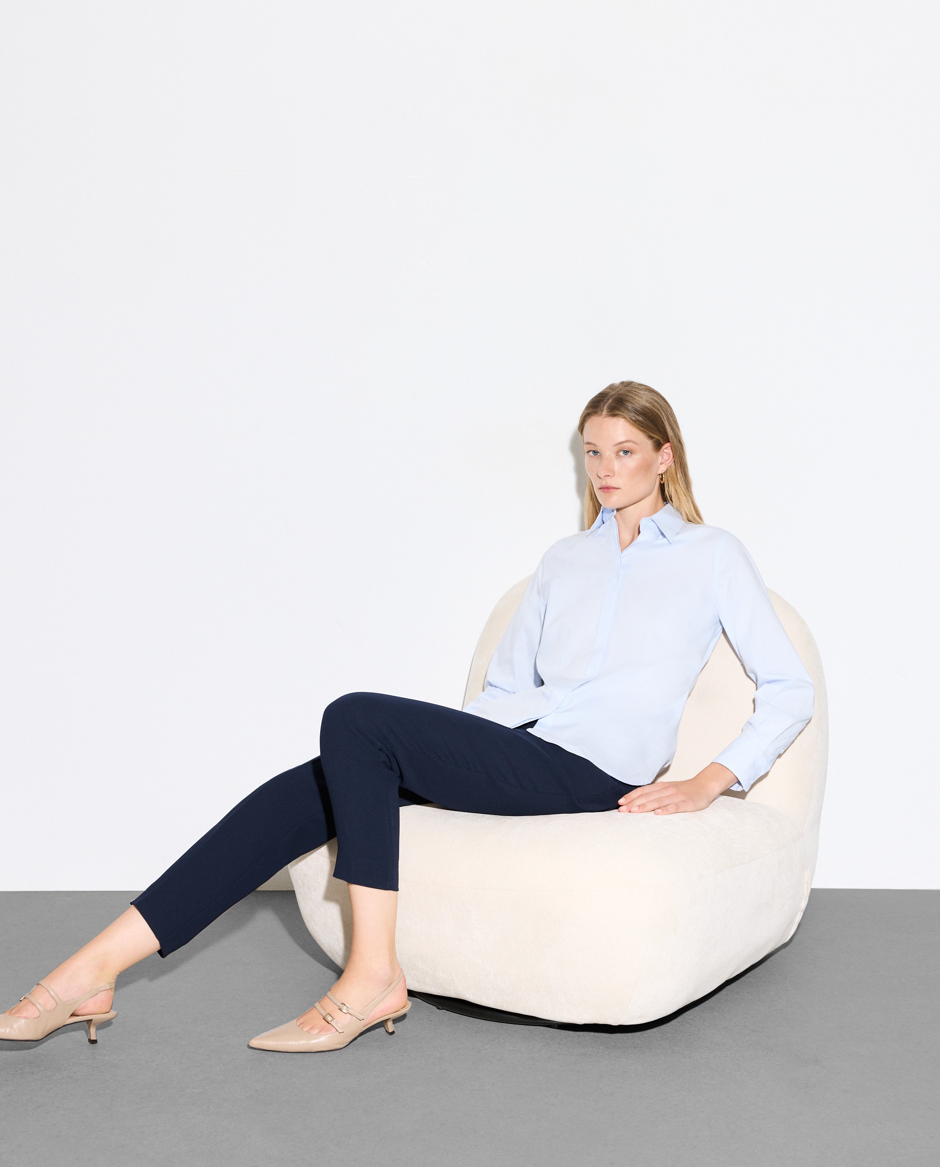 Camisa de popelina Azul-claro-1