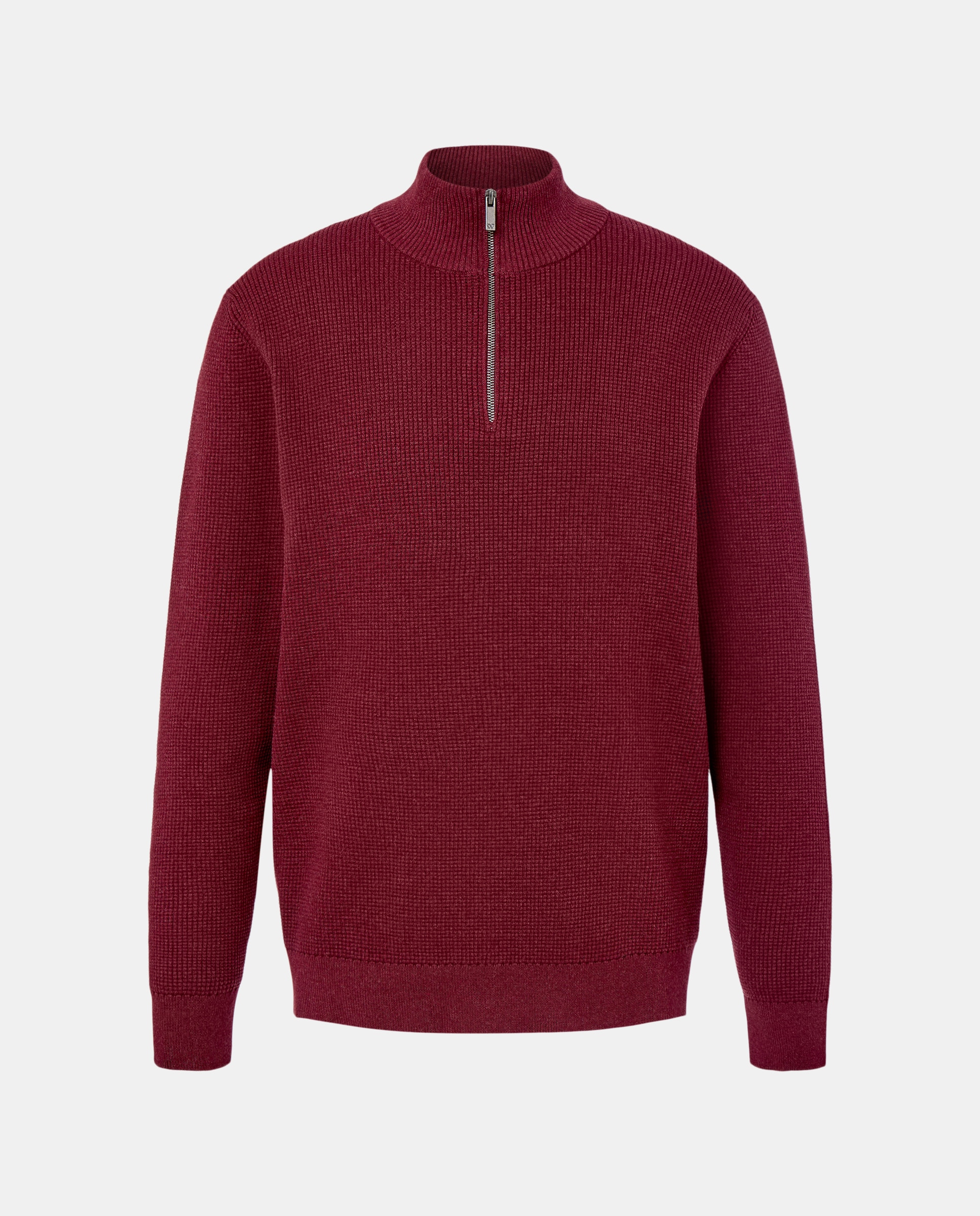 Camisola de Malha com Gola com Fecho de Correr Bordeaux-5