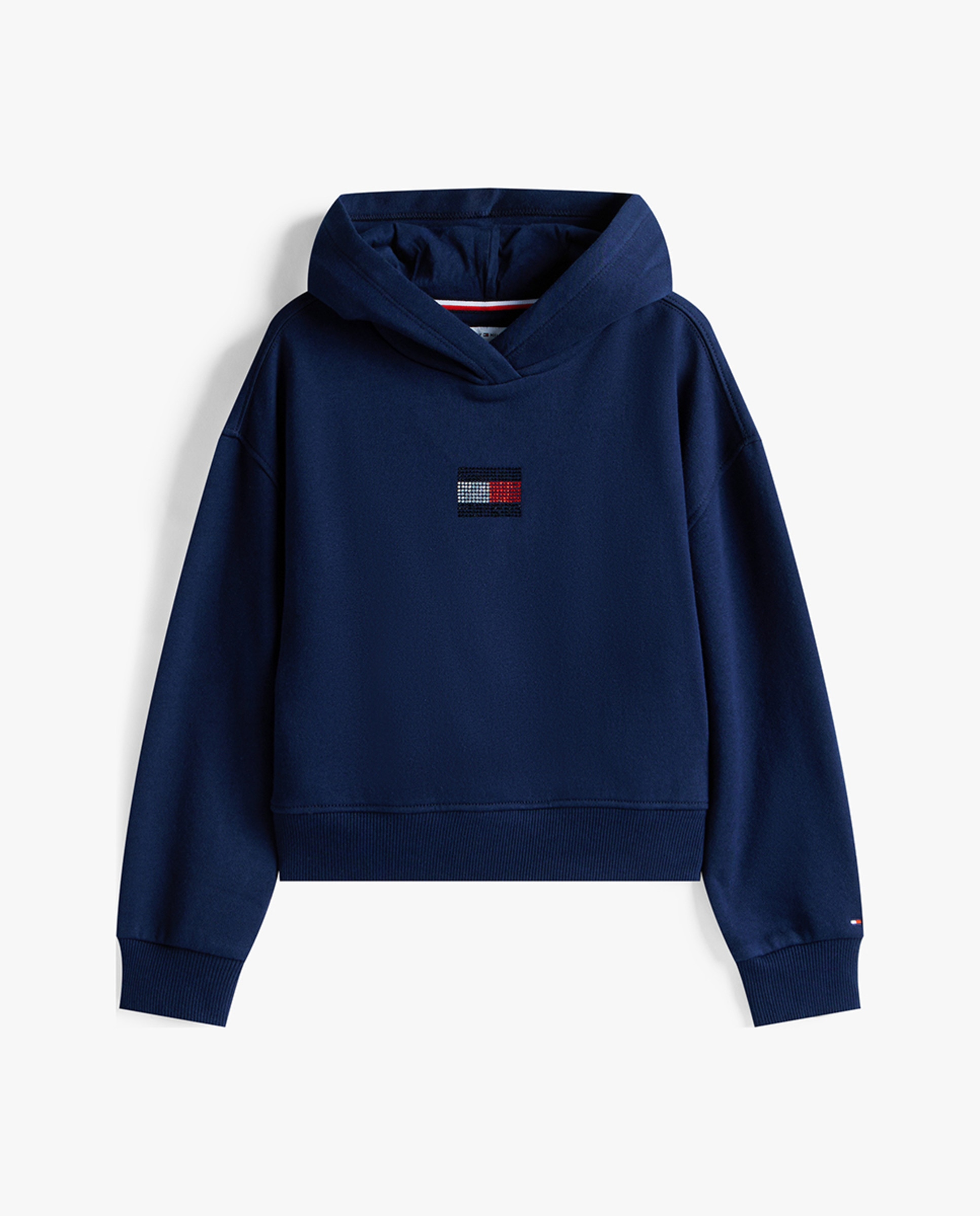 Sweatshirt com Capuz e Logótipo de Pedraria à Frente Azul-marinho-5