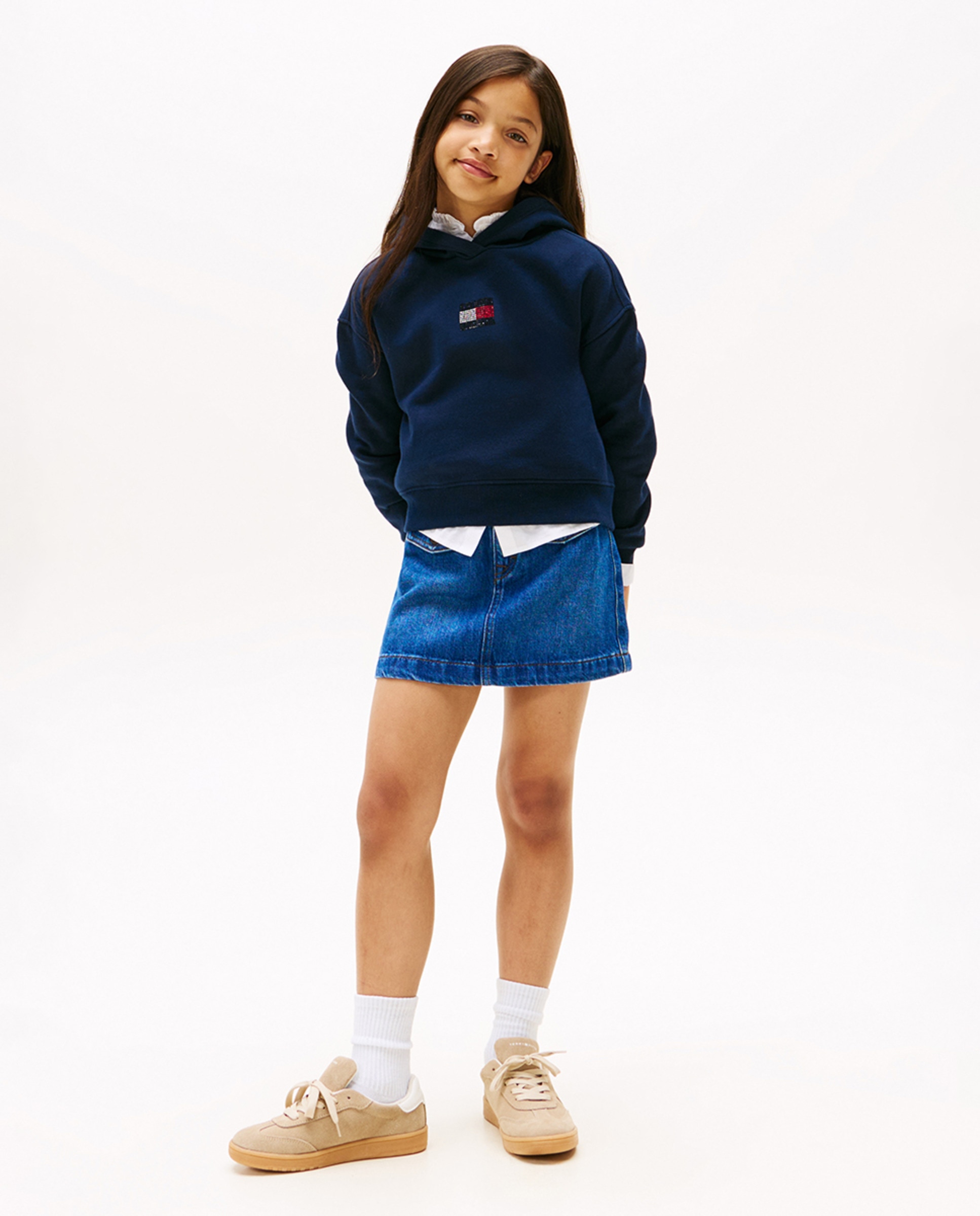 Sweatshirt com Capuz e Logótipo de Pedraria à Frente Azul-marinho-4