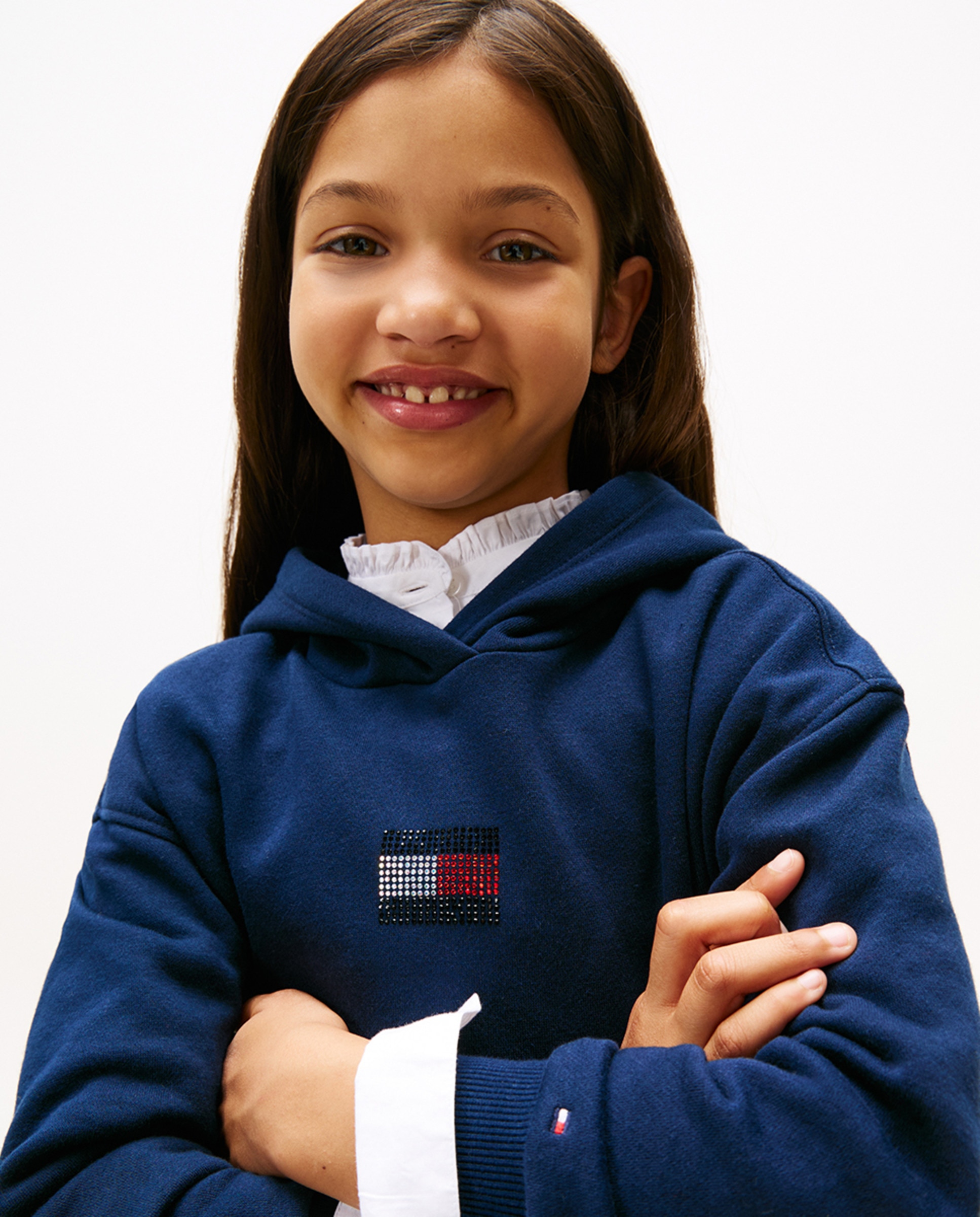 Sweatshirt com Capuz e Logótipo de Pedraria à Frente Azul-marinho-3