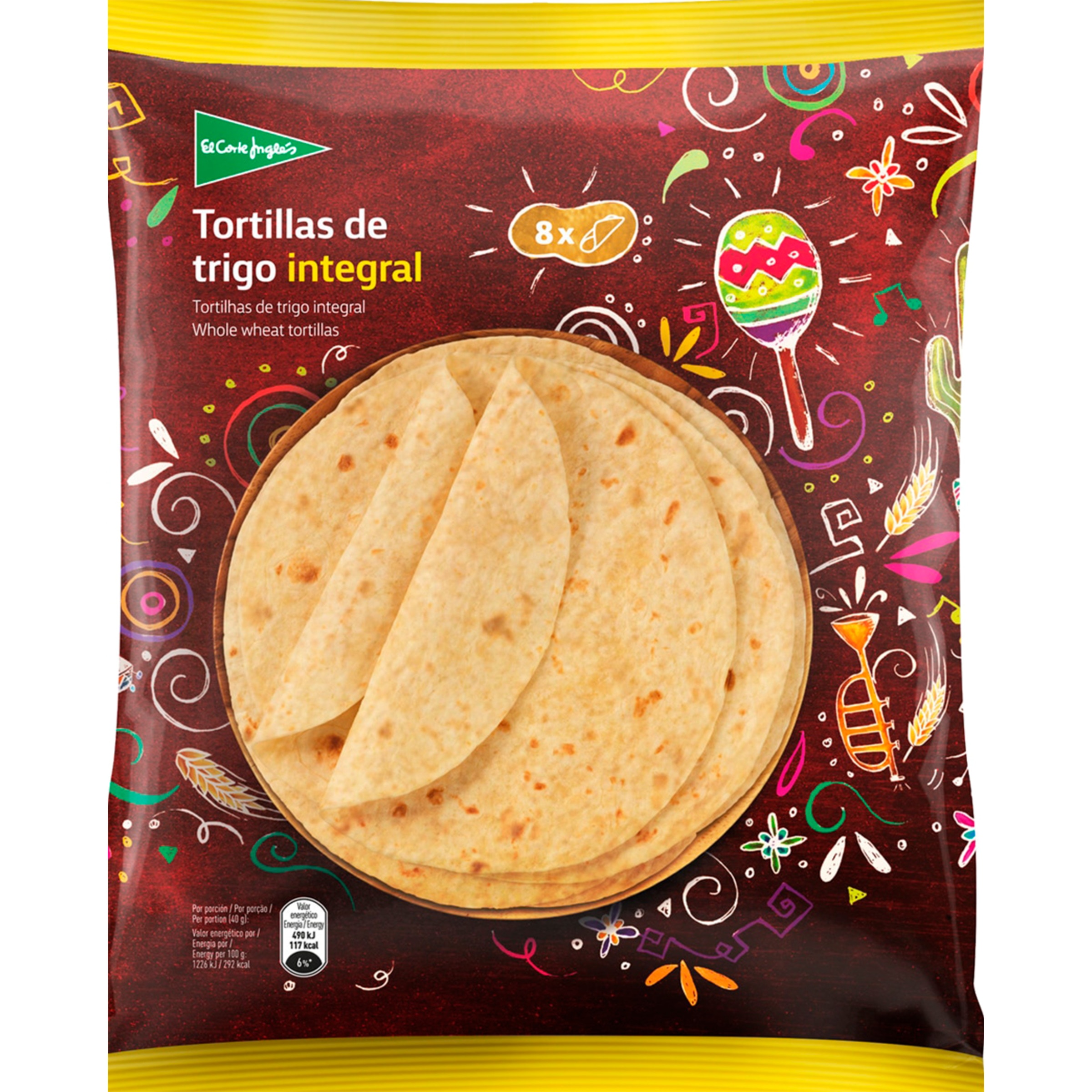 Tortilhas de Trigo Integral embalagem 320 g