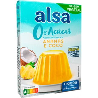 Gelatina 0% Ananás e Coco embalagem 42 g - Alsa
