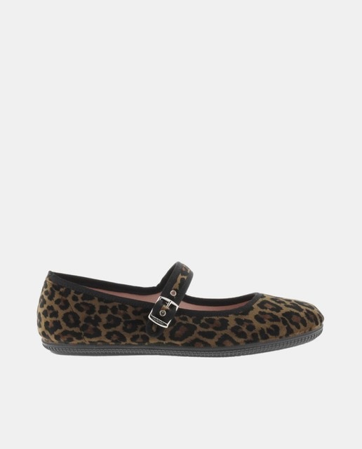 Imagem 0 de Sapatos Oda Mercedes de Veludo com Animal Print