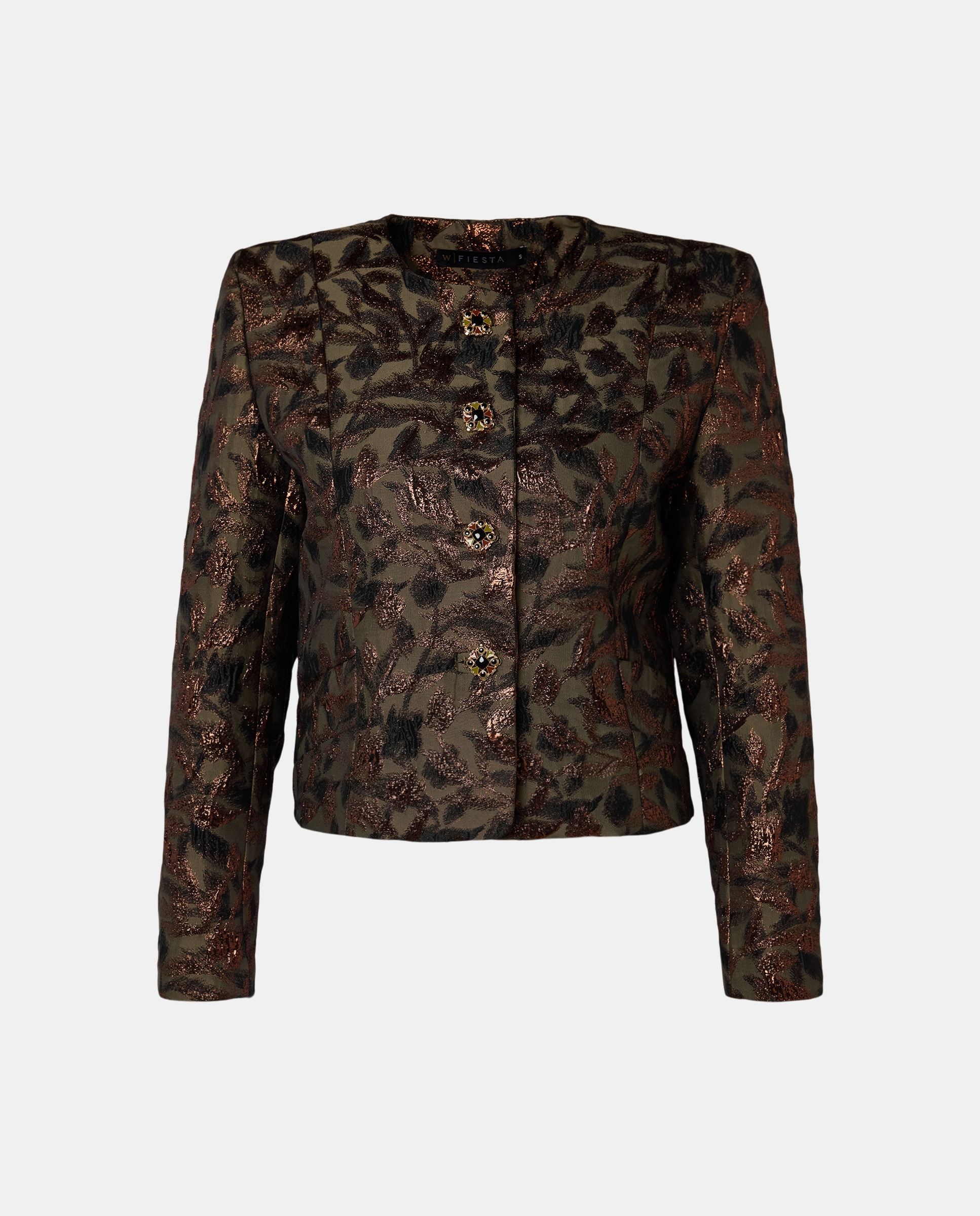 Casaco Curto com Jacquard Verde-1